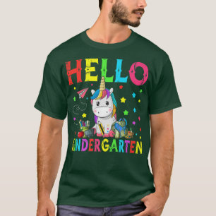 Cute Unicorn Hello Kindergarten Back To School T-Shirt