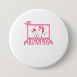 Cute Unicorn Hello Virtual Kindergarten Teac 7.5 Cm Round Badge