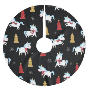 Cute Unicorn Holiday Pattern Brushed Polyester Tree Skirt