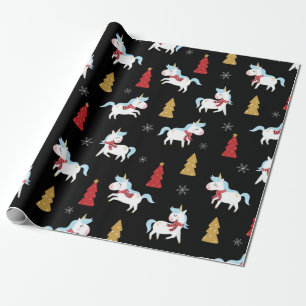 Cute Unicorn Holiday Pattern Wrapping Paper
