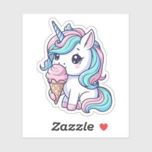 Cute Unicorn Ice Cream Custom-Cut Vinyl Stickers