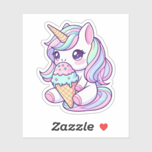 Cute Unicorn Ice Cream Custom-Cut Vinyl Stickers