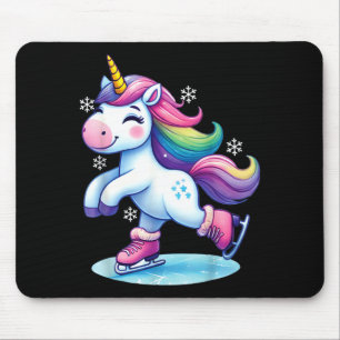 Cute Unicorn Ice Skating Kids Figure Skate Girls Mouse Pad