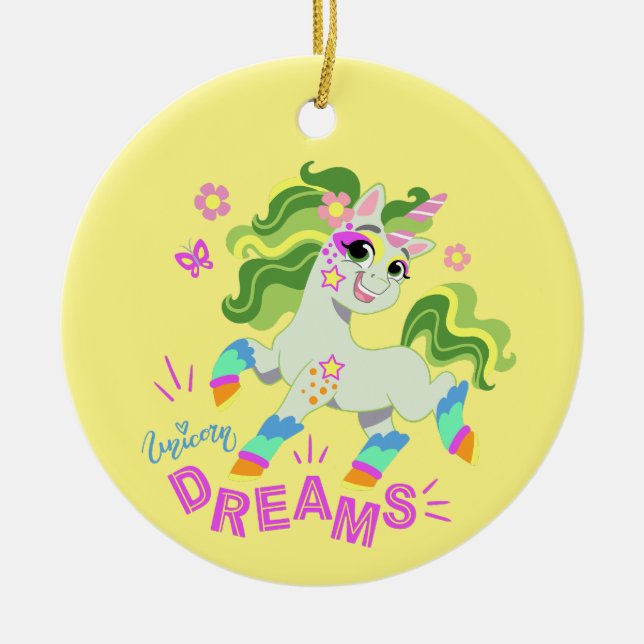 Cute unicorn illustration #2 ceramic ornament (Front)