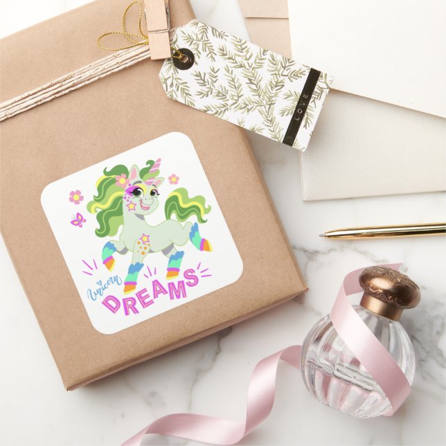 Cute unicorn illustration #2 square sticker (Gifting)
