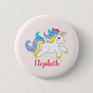 Cute Unicorn Illustration Custom Girls Name Pin