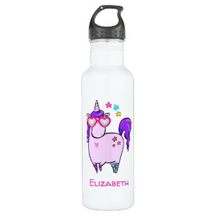 Cute Unicorn in Heart Shaped Glasses 710 Ml Water Bottle
