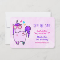 Cute Unicorn in Heart Shaped Glasses Birthday