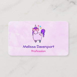 Cute Unicorn in Heart Shaped Glasses Business Card