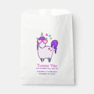 Cute Unicorn in Heart Shaped Glasses Favour Bag