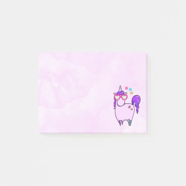 Cute Unicorn in Heart Shaped Glasses Post-it Notes (Front)
