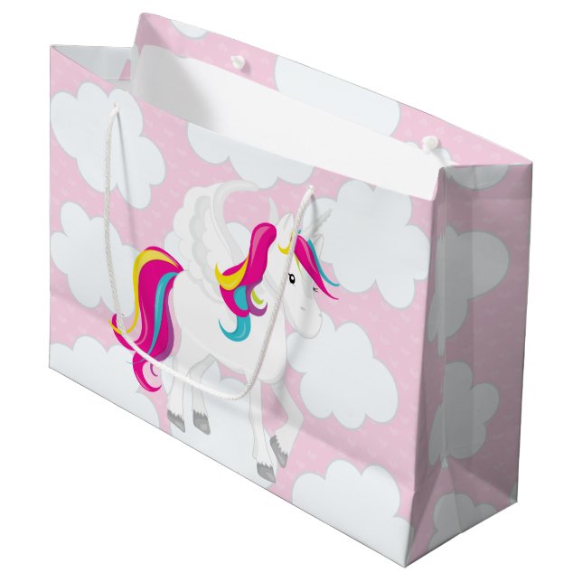 Cute Unicorn in the clouds party bag (Front Angled)
