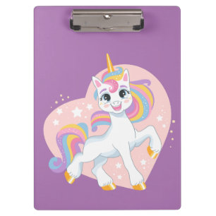 Cute unicorn in the heart clipboard