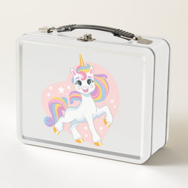 Cute unicorn in the heart Metal Lunchbox (Front)