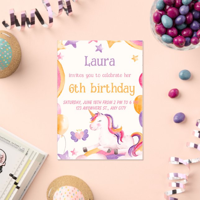 Cute Unicorn Invitation for Girls (Insitu (Celebration))
