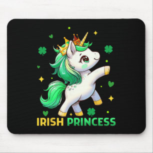 Cute Unicorn Irish Princess St Patricks Day Girls Mouse Pad