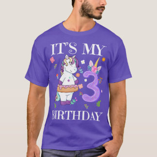 Cute Unicorn Its My 3rd Birthday T-Shirt