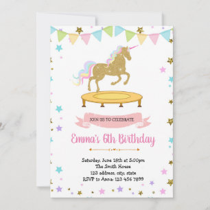 Cute unicorn jump theme invitation
