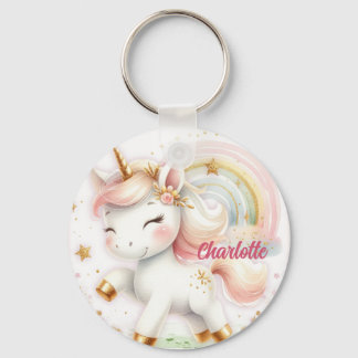 Cute unicorn keychain with a girl's name