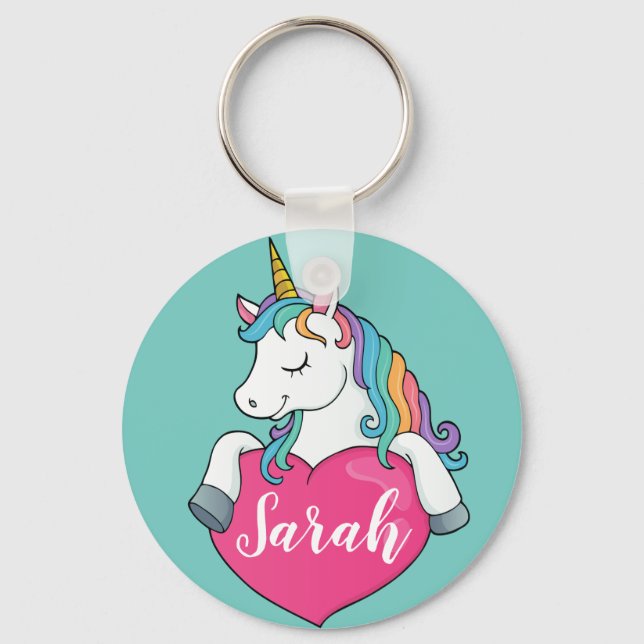 Cute unicorn keychain with custom girl's name (Front)