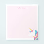 Cute Unicorn Kids Personalised Notepad<br><div class="desc">Your little girl will love this personalised unicorn notepad. This cute design for kids features a colourful unicorn on a soft pink background. Easily change the font style and colour using the online template tools.</div>