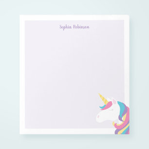 Cute Unicorn Kids Purple Personalised Notepad