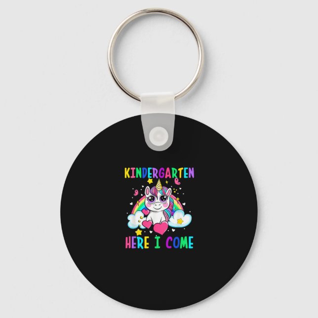 Cute Unicorn Kindergarten Here I Come School Kinde Key Ring (Front)