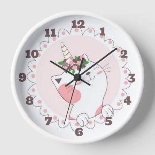 Cute Unicorn Kitten  Clock