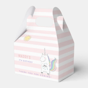 Cute Unicorn - Lavender Striped Kids Birthday Favour Box