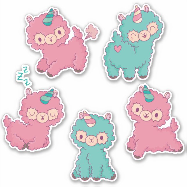 Cute Unicorn Llamas Sticker (Front)