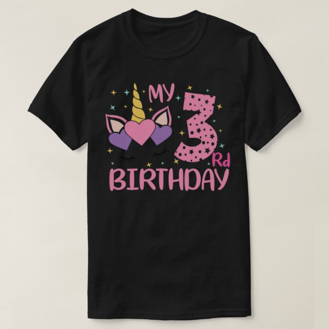 Cute Unicorn Lovers Gift My 3rd birthday T-Shirt (Design Front)