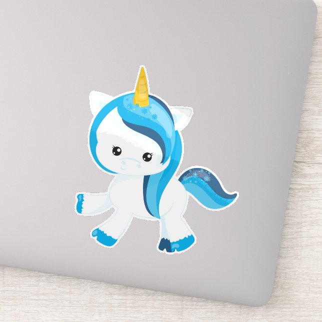 Cute Unicorn, Magic Unicorn, Snowflakes, Winter (Detail)