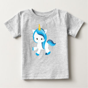 Cute Unicorn, Magic Unicorn, Snowflakes, Winter Baby T-Shirt