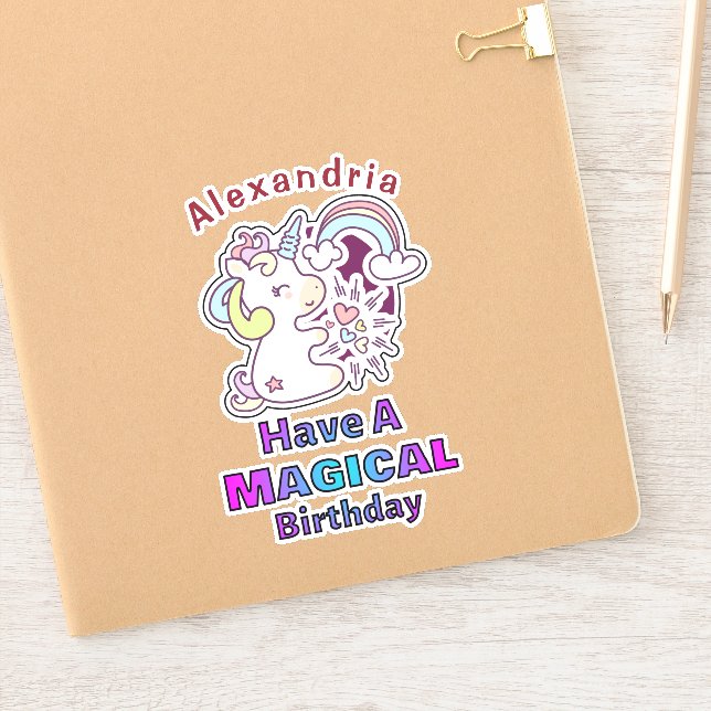 Cute Unicorn Magical Birthday Personalise (Notebook)