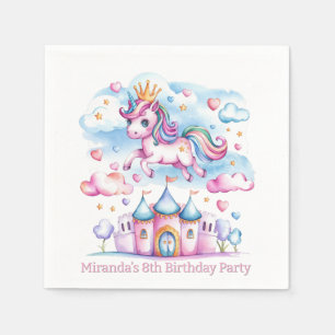 Cute Unicorn Magical Castle Girl Birthday Party Napkin