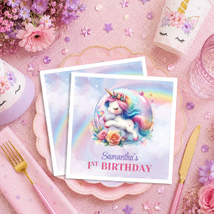 Cute Unicorn Magical Day Girl Birthday Party Napki Napkin