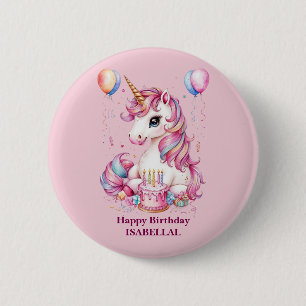 Cute unicorn magical princess girly birthday kids 6 cm round badge