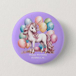 Cute unicorn magical princess  girly birthday kids 6 cm round badge