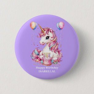 Cute unicorn magical princess  girly birthday kids 6 cm round badge