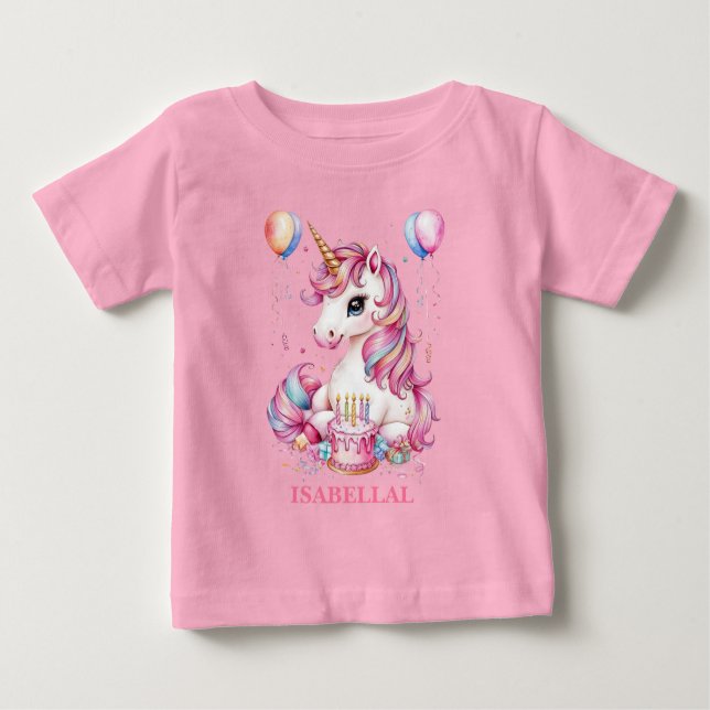 Cute unicorn magical princess  girly birthday kids baby T-Shirt (Front)