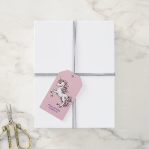 Cute unicorn magical princess girly birthday kids gift tags