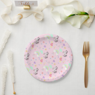 Cute unicorn magical princess girly birthday kids paper plate
