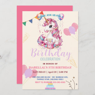 Cute unicorn magical princess  girly birthday kids save the date
