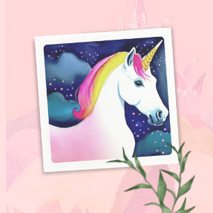 Cute Unicorn Magical Stars Girl Birthday Napkin