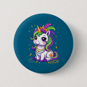 Cute Unicorn Mardi Gras Carnival Fat Tuesday Girls 6 Cm Round Badge