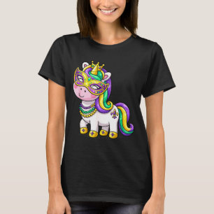 Cute Unicorn Mardi Gras Mask Carnival For Girls Ki T-Shirt
