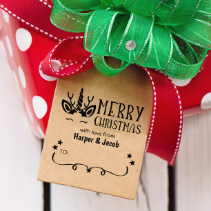 Cute Unicorn Merry Christmas Rubber Stamp