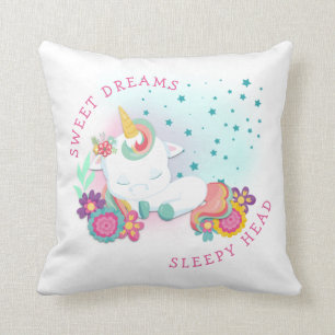 Cute Unicorn Name Sweet Dreams Sleepy Head Girl Cushion