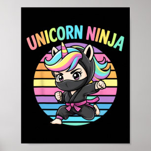 Cute Unicorn Ninja Girl Cute Preschool Squad Dream Poster