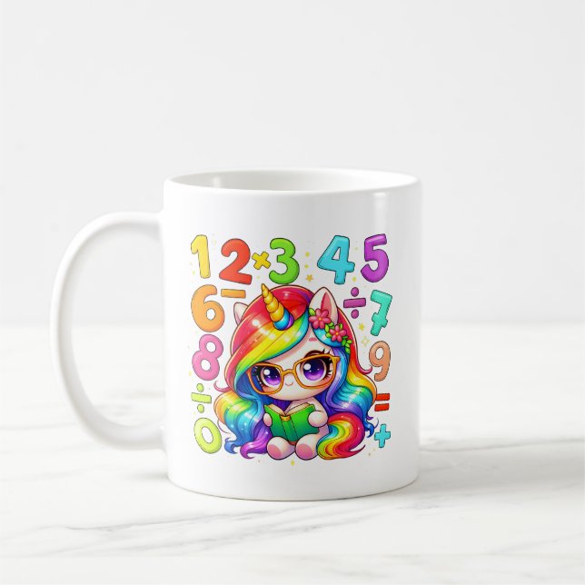 Cute Unicorn Numbers Maths Mug for Kids (Left)